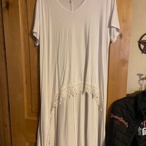 White Lace Trim hi low top